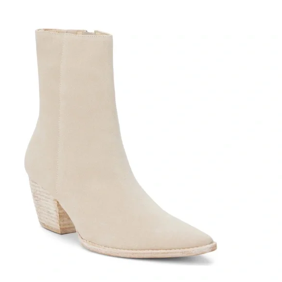 ❌️SOLD❌️Matisse Caty Boots Ecru Suede Block Heel Western Inside Zipper NIB - Picture 12 of 14